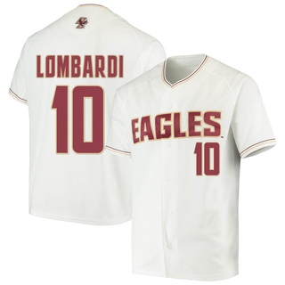 Brad Lombardi Replica White Men's Boston College Eagles Performance Baseball Jersey