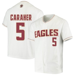 Cam Caraher Replica White Men's Boston College Eagles Performance Baseball Jersey