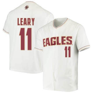 Cameron Leary Replica White Men's Boston College Eagles Performance Baseball Jersey