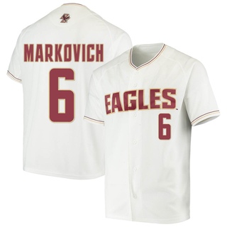 Chris Markovich Replica White Men's Boston College Eagles Performance Baseball Jersey