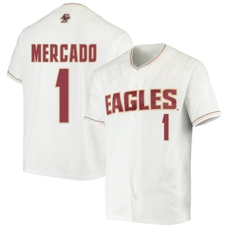 Cohl Mercado Replica White Men's Boston College Eagles Performance Baseball Jersey