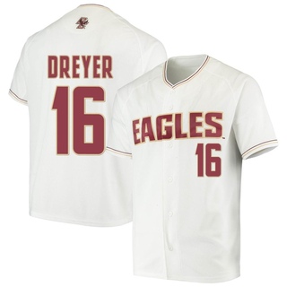 Connor Dreyer Replica White Men's Boston College Eagles Performance Baseball Jersey