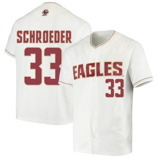 Eric Schroeder Replica White Men's Boston College Eagles Performance Baseball Jersey