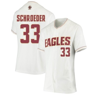 Eric Schroeder Replica White Women's Boston College Eagles Performance Baseball Jersey