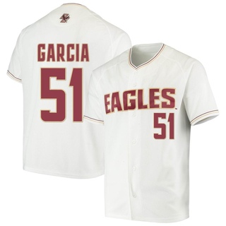 Esteban Garcia Replica White Men's Boston College Eagles Performance Baseball Jersey