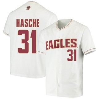 Gavin Hasche Replica White Men's Boston College Eagles Performance Baseball Jersey