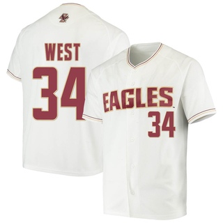 John West Replica White Men's Boston College Eagles Performance Baseball Jersey