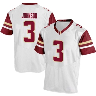 Khari Johnson Replica White Men's Boston College Eagles Football Jersey