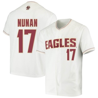 Matthew Nunan Replica White Men's Boston College Eagles Performance Baseball Jersey