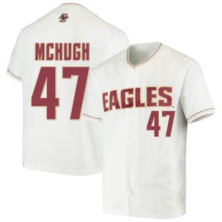 Nate McHugh Replica White Men's Boston College Eagles Performance Baseball Jersey