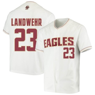 Parker Landwehr Replica White Men's Boston College Eagles Performance Baseball Jersey