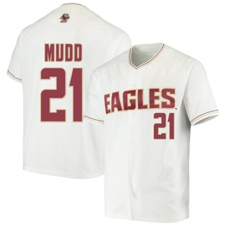 Tyler Mudd Replica White Men's Boston College Eagles Performance Baseball Jersey